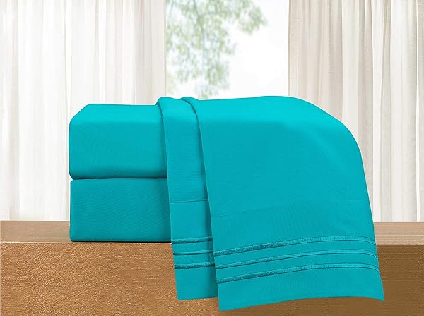 Elegant Comfort Luxury 4-Piece Bed Sheet Set Premium Microfiber Wrinkle Resistant Cool Breathable Twin Twin XL Teal Bedding