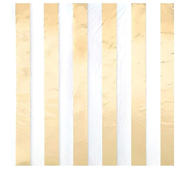 Elegant Gold Foil Stripes Luncheon Napkins - 16-Pack for Parties & Special Occasions - Durable & Soft Touch