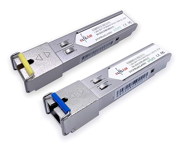 Elfcam 1 Pair 1.25G SFP Module Single Mode Fiber Optic Port SC UPC DDM 10km for High Speed Networking
