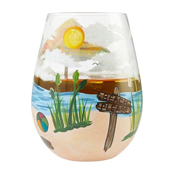 Shop Enesco Lolita Beach Hand-Painted Stemless Wine Glass - 20oz Artisan Design, Perfect Gift! - Image 5