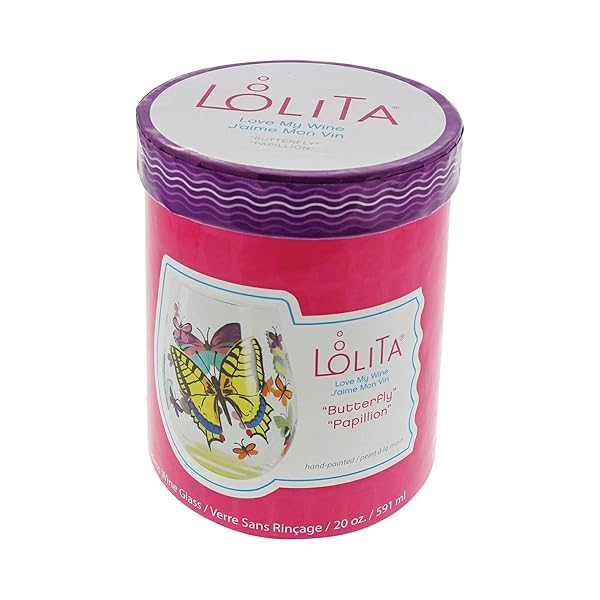 Enesco Lolita Butterfly Hand-Painted Stemless Wine Glass - Artisan Multicolor Design - Image 6