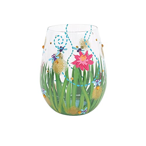Enesco Lolita Firefly Hand-Painted Stemless Wine Glass - Artisan Multicolor Design - Image 2
