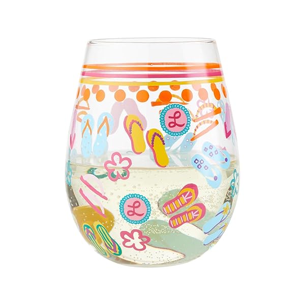 Enesco Lolita Flip Flops & 20oz Multicolor Stemless Wine Glass - Perfect Gift Set! - Image 3