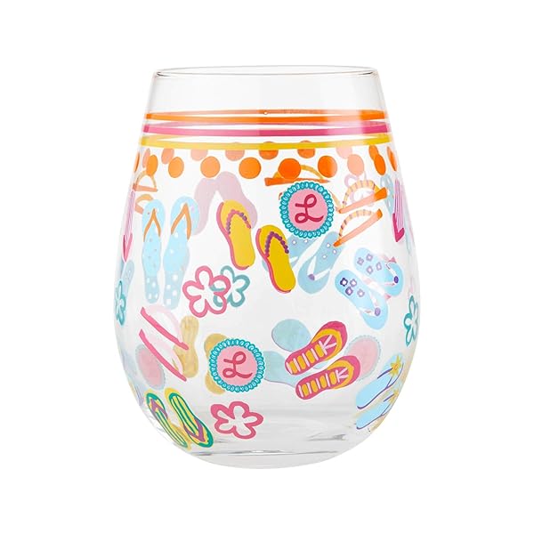 Enesco Lolita Flip Flops & 20oz Multicolor Stemless Wine Glass - Perfect Gift Set! - Image 2
