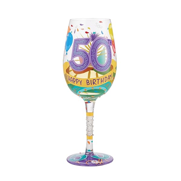 Enesco Lolita 50th Birthday Hand-Painted Wine Glass - Artisan Multicolor Gift for Celebrations - Image 4