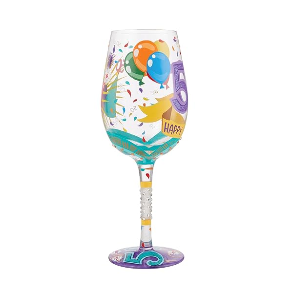 Enesco Lolita 50th Birthday Hand-Painted Wine Glass - Artisan Multicolor Gift for Celebrations - Image 5