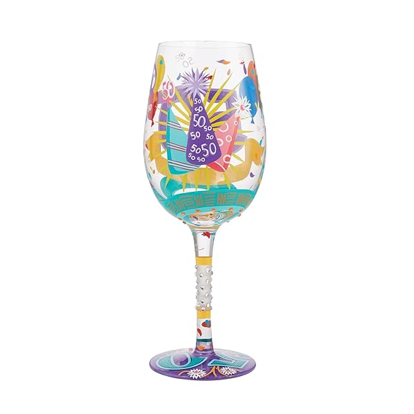 Enesco Lolita 50th Birthday Hand-Painted Wine Glass - Artisan Multicolor Gift for Celebrations - Image 6