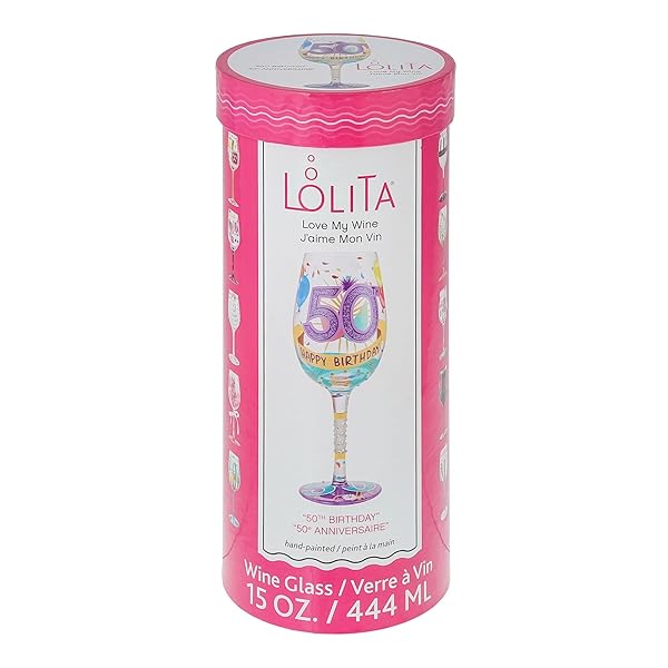 Enesco Lolita 50th Birthday Hand-Painted Wine Glass - Artisan Multicolor Gift for Celebrations - Image 10