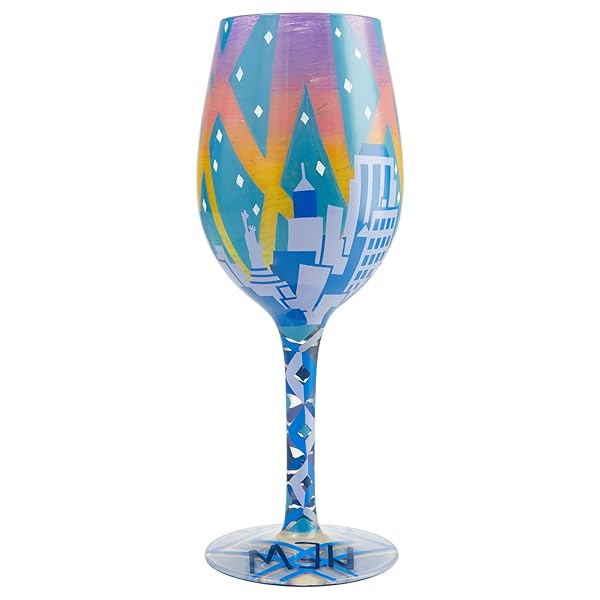 Enesco Lolita New York Nights Hand-Painted Wine Glass - Artisan Multicolor Design, Perfect Gift! - Image 6