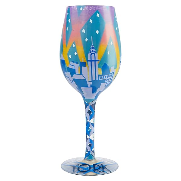 Enesco Lolita New York Nights Hand-Painted Wine Glass - Artisan Multicolor Design, Perfect Gift! - Image 2