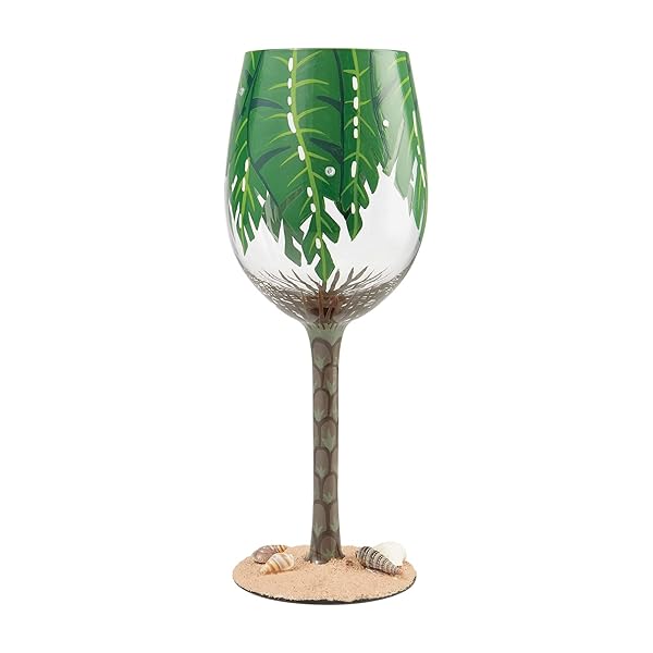 Enesco Enesco Lolita Palm Tree Artisan Wine Glass - Colorful 1 Count Design for Unique Home Decor