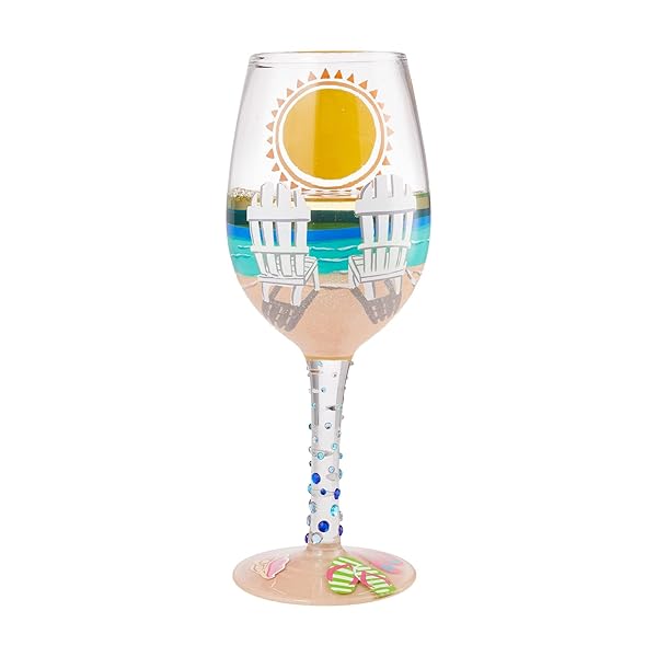 Enesco Lolita Sun on the Beach Hand-Painted Wine Glass - Artisan Multicolor Design - Image 5
