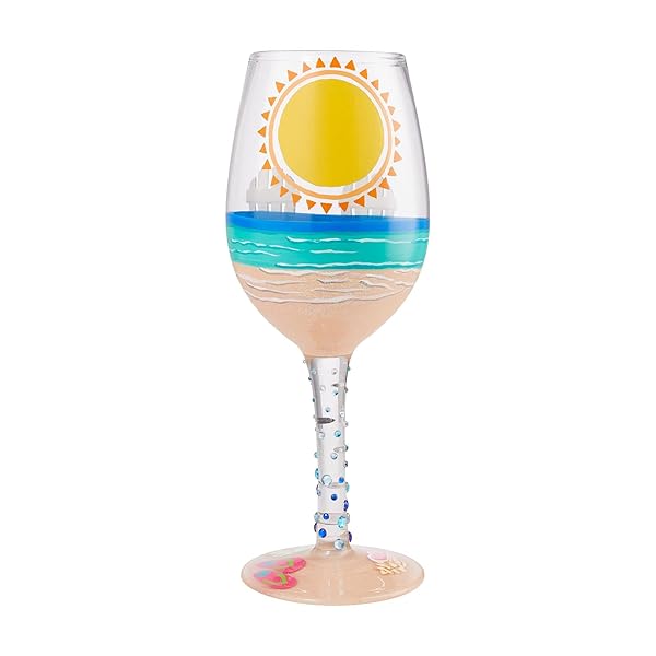 Enesco Lolita Sun on the Beach Hand-Painted Wine Glass - Artisan Multicolor Design - Image 6