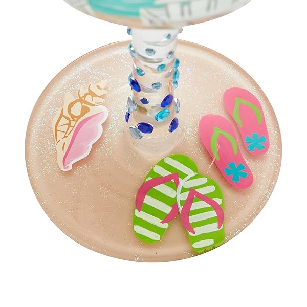 Enesco Lolita Sun on the Beach Hand-Painted Wine Glass - Artisan Multicolor Design - Image 7