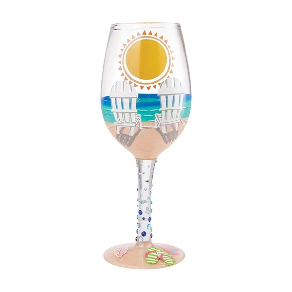 Enesco Enesco Lolita Sun on the Beach Hand-Painted Wine Glass - Artisan Multicolor Design