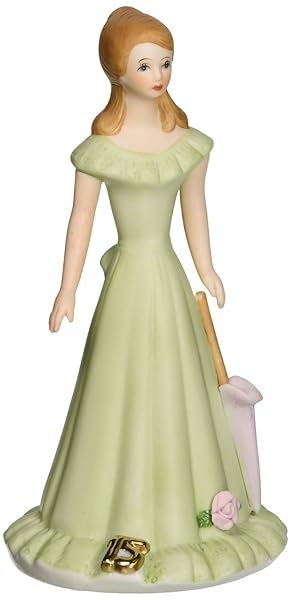Enesco Growing Up Girls Brunette Age 15 Porcelain Figurine, 7 Green