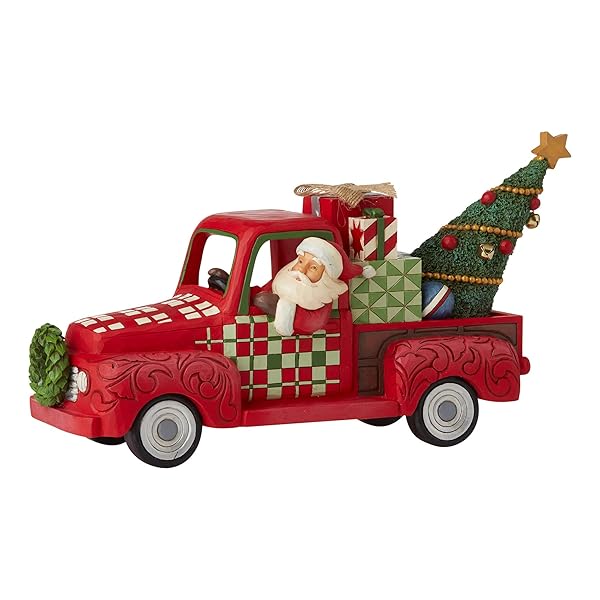 Enesco Jim Shore Santa Figurine in Red Pickup Truck - 6.8 Inch Country Living Decor - Image 4