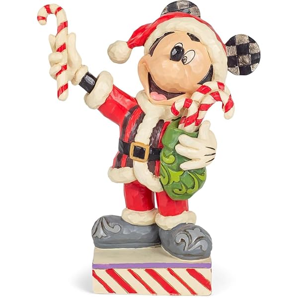 Enesco Jim Shore Disney Traditions Santa Mickey Mouse Figurine - 6.18 Inch Candy Cane Design - Image 3