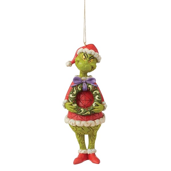 Enesco Enesco Jim Shore Grinch Ornament - 5.12 Inch Christmas Wreath Decor, Multicolor Holiday Gift