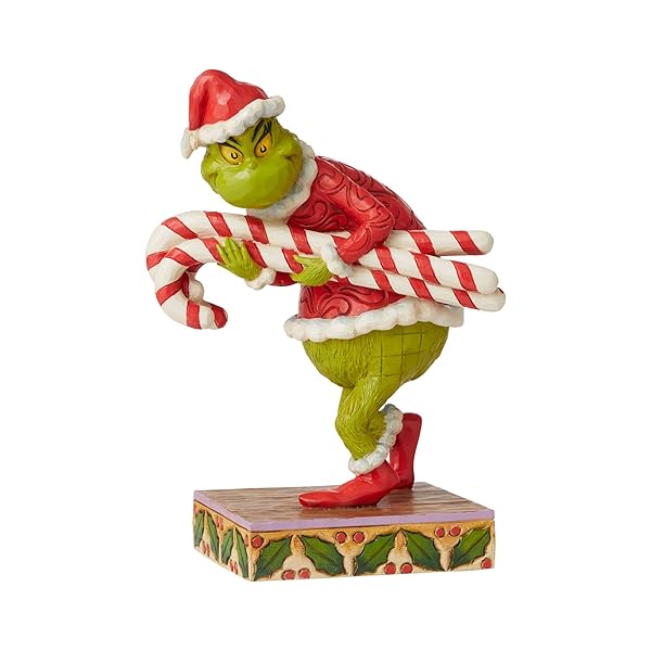 Enesco Jim Shore Grinch Figurine - 7.48 Inch Candy Cane Collector's Item in Multicolor Green - Image 3