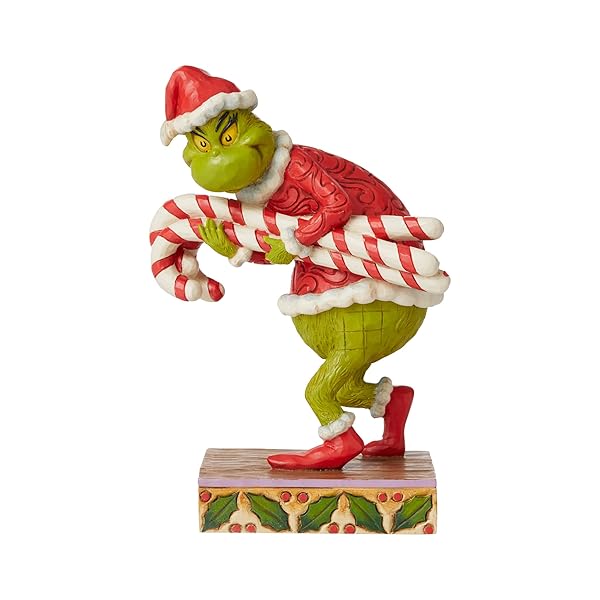 Enesco Enesco Jim Shore Grinch Figurine - 7.48 Inch Candy Cane Collector's Item in Multicolor Green