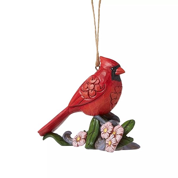 Enesco Jim Shore Cardinal Hanging Ornament - 3 Inch Colorful Flower Branch Decor - Image 3
