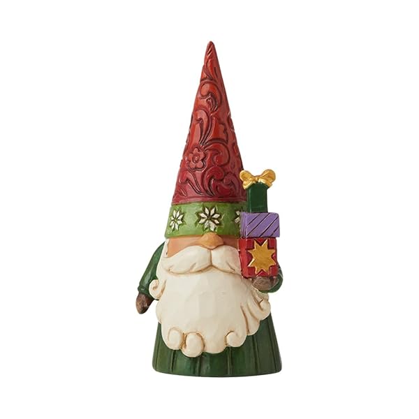 Enesco Jim Shore Heartwood Creek Christmas Gnome Figurine - 4.06 Inch Gift Holder, Multicolor Decor