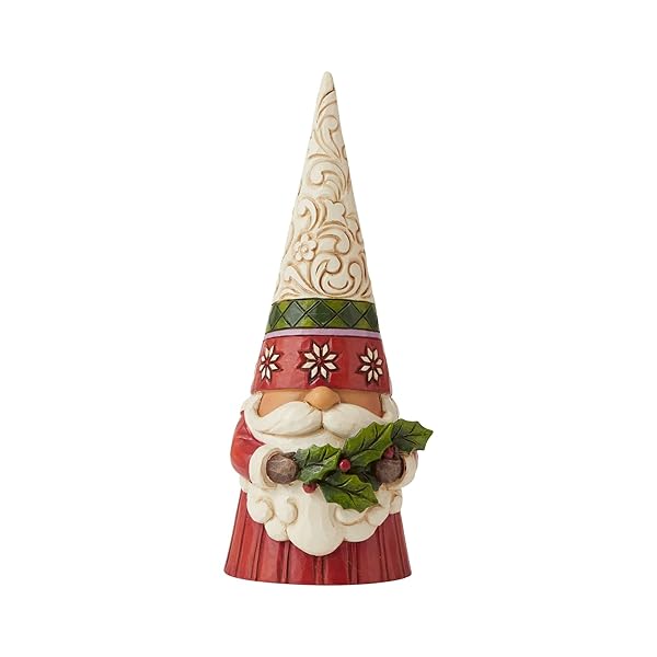 Enesco Jim Shore Christmas Gnome Figurine - 6.3 Inch Multicolor with Holly Sprig | Heartwood Creek Collectible