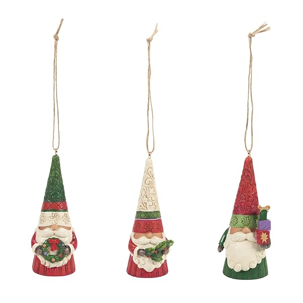 Enesco Enesco Jim Shore Heartwood Creek Christmas Gnomes Ornament Set - 3.35 Inch Multicolor Decor