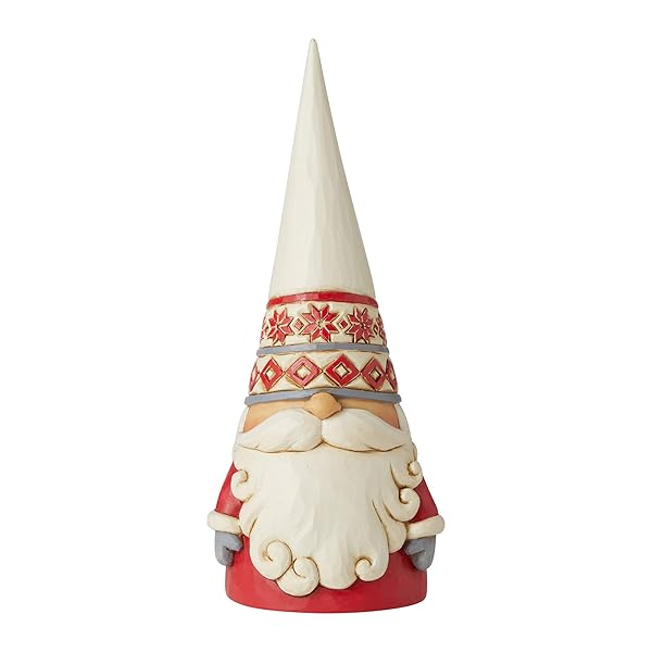"Enesco Jim Shore Nordic Noel Gnome Figurine - 7.13" Red Snowflake Hat Decor"