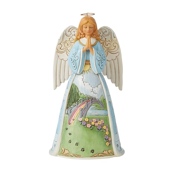 Enesco Jim Shore Heartwood Creek Rainbow Bridge Pet Bereavement Angel Figurine 9.7 Inch Hand Crafted Collectible Home Decor Statue