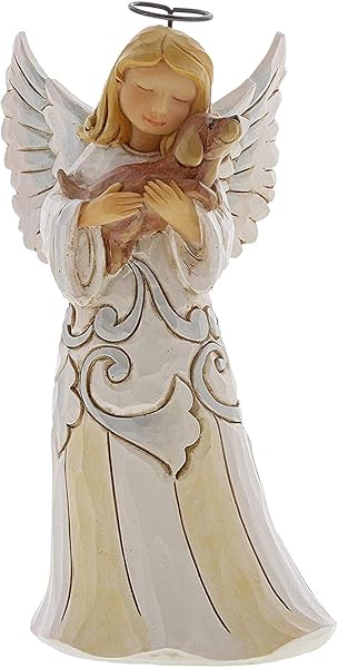 Enesco Jim Shore Heartwood Creek White Woodland Angel Figurine with Dog - 5.2 Inch Multicolor Decor - Image 4