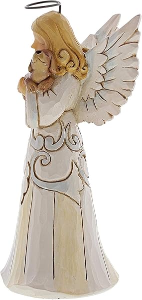 Enesco Jim Shore Heartwood Creek White Woodland Angel Figurine with Dog - 5.2 Inch Multicolor Decor - Image 6