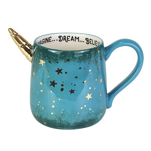 Enesco Our Name is Mud Unicorn Dream Coffee Mug - Gold Stars Sculpted Design, Multicolor, Perfect Gift!