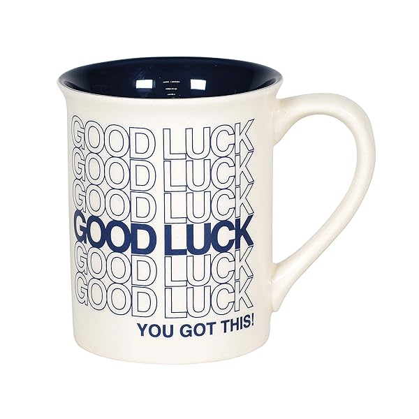 Enesco Our Name is Mud Good Luck Coffee Mug - Dark Blue & White, Perfect Gift for Coffee Lovers