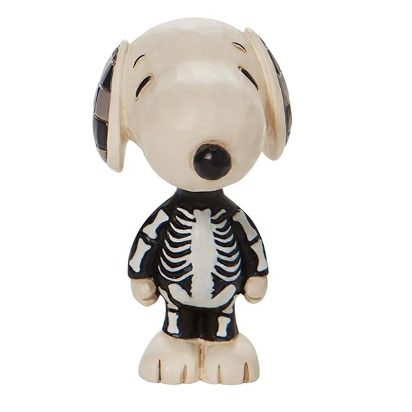 "Enesco Peanuts Halloween Snoopy Skeleton Figurine - Handcrafted 3.25" Collectible Decor"