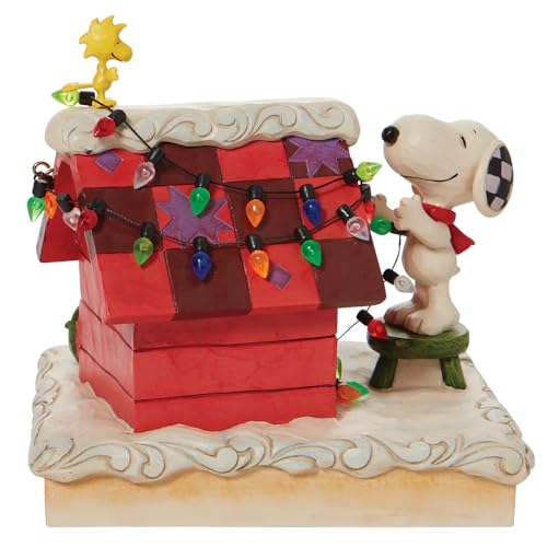 Enesco Peanuts Jim Shore Snoopy & Woodstock Dog House Figurine - 5.12 Inch Multicolor Collectible - Image 3