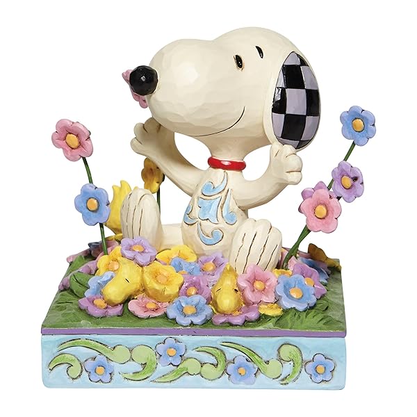 Enesco Peanuts Snoopy Figurine by Jim Shore - 4.75 Inch Colorful Flower Design