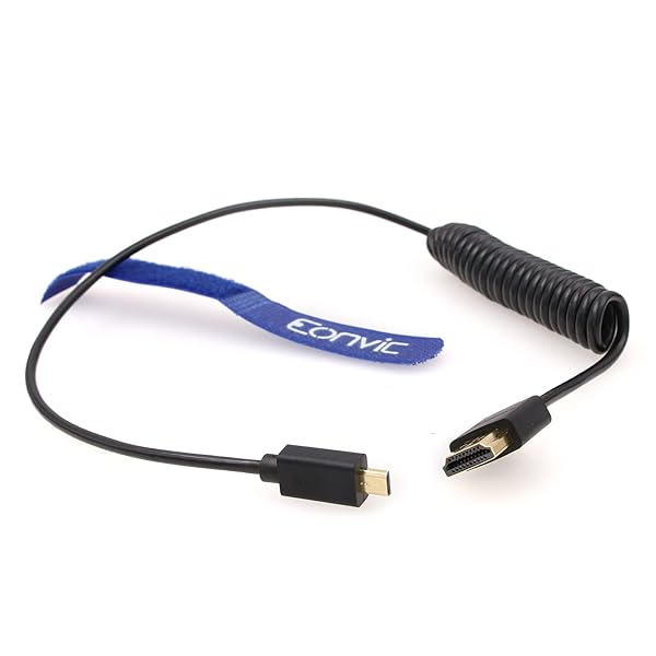 Eonvic 2.0 HDMI Coiled Cable 4K High Speed Male to Male Extender for Canon Sony Panasonic Cameras