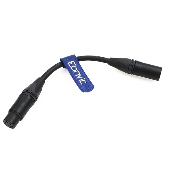 Eonvic 4-pin Male to Female 4Pin XLR Power Supply Cable for DSLR Camera (Original XLR Cable-20CM)