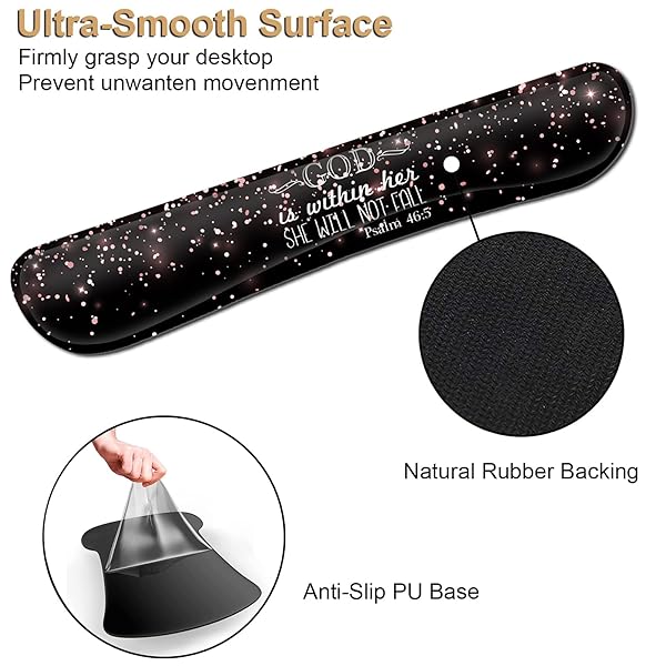 Ergonomic Gel Mouse Pad with Wrist Support, Memory Foam Keyboard Wrist Rest,Non-Slip PU Base for Home Office Working Studying Easy Typing and Pain - Image 3