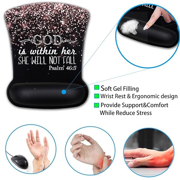 Ergonomic Gel Mouse Pad with Wrist Support, Memory Foam Keyboard Wrist Rest,Non-Slip PU Base for Home Office Working Studying Easy Typing and Pain - Image 4