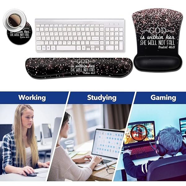 Ergonomic Gel Mouse Pad with Wrist Support, Memory Foam Keyboard Wrist Rest,Non-Slip PU Base for Home Office Working Studying Easy Typing and Pain - Image 6