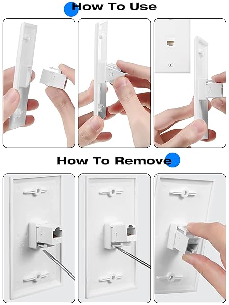 Ethernet Coax Wall Plate - Cat6 Keystone & F Type Connector, 1 Port, White | High-Speed Networking Solution - Image 7