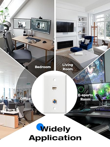 Ethernet Coax Wall Plate - Cat6 Keystone & F Type Connector, 1 Port, White | High-Speed Networking Solution - Image 8