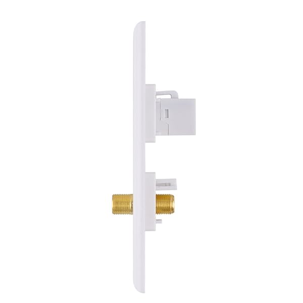 Ethernet Coax Wall Plate - Cat6 Keystone & F Type Connector, 1 Port, White | High-Speed Networking Solution - Image 9