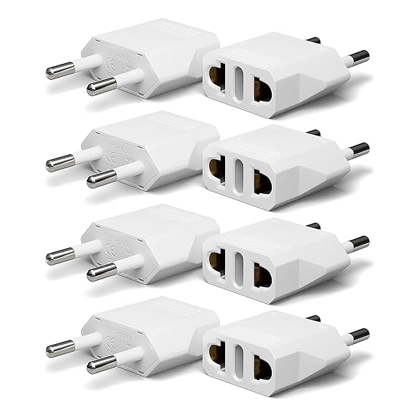 Unidapt Unidapt European Plug Adapter 8 Pack Type C Travel Power Plugs for EU Asia Socket 110V to 220V Wall Outlet White