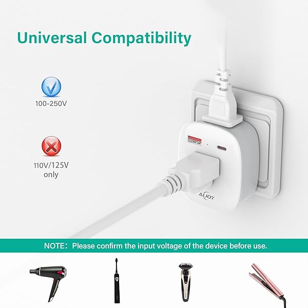 European Travel Plug Adapter, PD 20W USB-C International Power Plug, 2 Outlets and 2 USB Charger, AiJoy Type C Outlet Adaptor Charger for US to Italy - Image 5