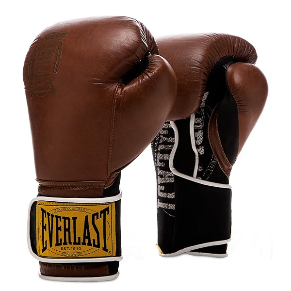 Everlast 1910 Leather Boxing Gloves: Vintage Hook & Loop Training Gear for Men & Women - Triple-Layer Foam for Heavy Bag Work - Image 2