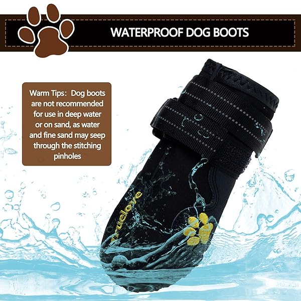 Expawlorer Dog Shoes for Small Dogs Waterproof Anti-Slip Booties for Hot Pavement Hiking and All Weather Protection Black - Image 5